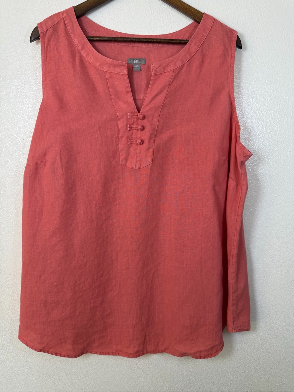 J. Jill Coral Sleeveless 100% Linen Tunic Tank